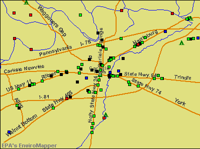 Carlisle, Pennsylvania environmental map by EPA