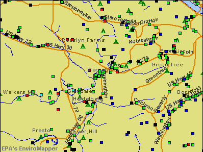 Carnegie, Pennsylvania environmental map by EPA