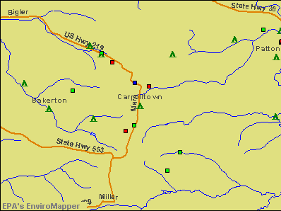 Carrolltown, Pennsylvania environmental map by EPA