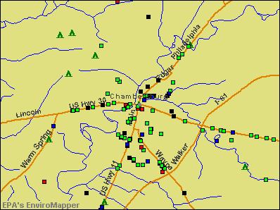 Chambersburg, Pennsylvania environmental map by EPA