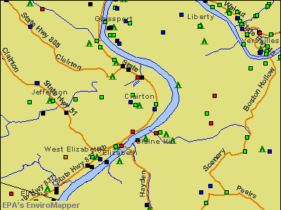 Clairton, Pennsylvania environmental map by EPA