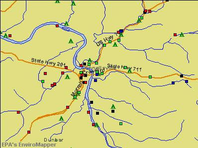 Connellsville, Pennsylvania environmental map by EPA