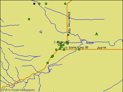 Coalinga, California environmental map by EPA