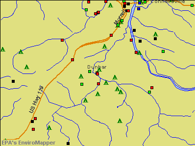Dunbar, Pennsylvania environmental map by EPA