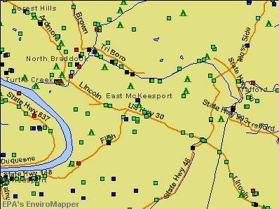 East McKeesport, Pennsylvania environmental map by EPA
