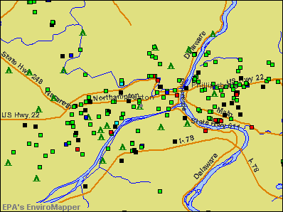Easton, Pennsylvania environmental map by EPA