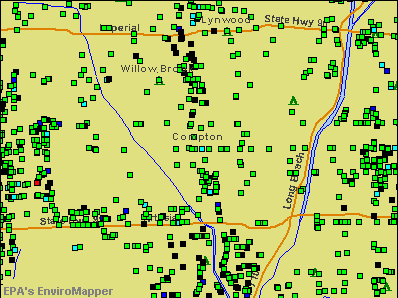Compton, California environmental map by EPA