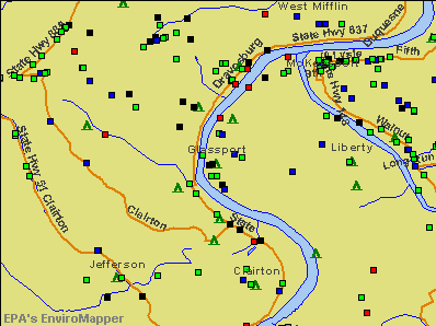 Glassport, Pennsylvania environmental map by EPA