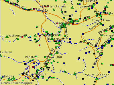 Heidelberg, Pennsylvania environmental map by EPA