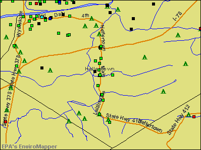 Hellertown, Pennsylvania environmental map by EPA