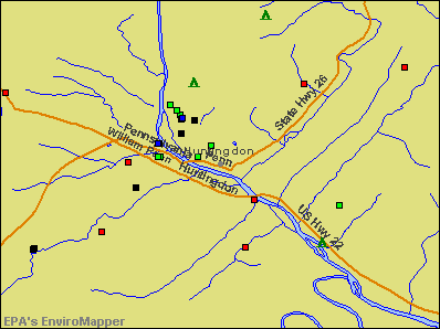 Huntingdon, Pennsylvania environmental map by EPA