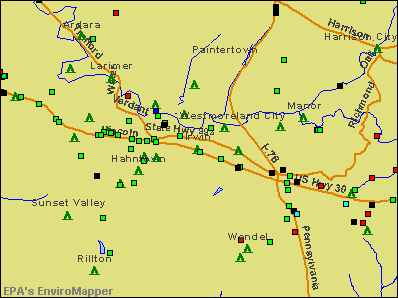 Irwin, Pennsylvania environmental map by EPA