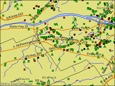 King of Prussia, Pennsylvania environmental map by EPA