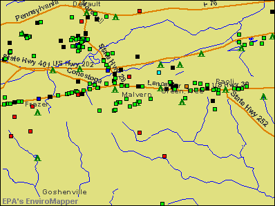 Malvern, Pennsylvania environmental map by EPA