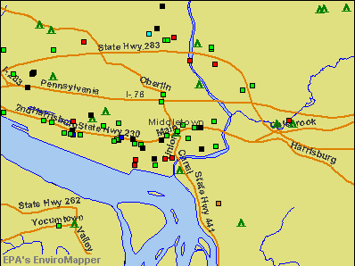 Middletown, Pennsylvania environmental map by EPA