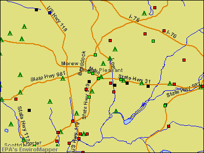 Mount Pleasant, Pennsylvania environmental map by EPA