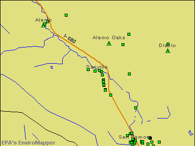 Danville, California environmental map by EPA