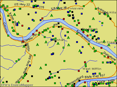Munhall, Pennsylvania environmental map by EPA