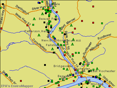 New Brighton, Pennsylvania environmental map by EPA