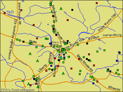 New Castle, Pennsylvania environmental map by EPA