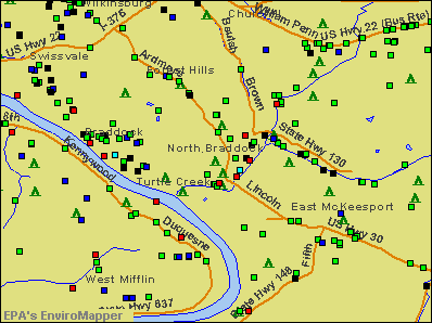 North Braddock, Pennsylvania environmental map by EPA