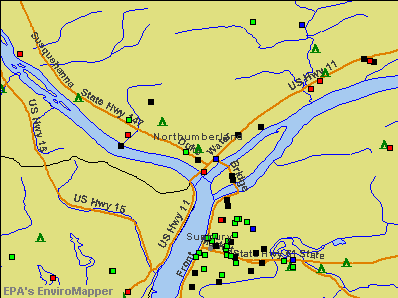 Northumberland, Pennsylvania environmental map by EPA