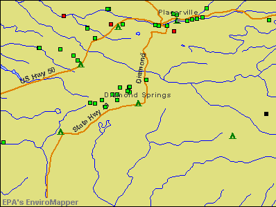 Diamond Springs, California environmental map by EPA