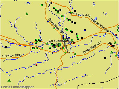 Stroudsburg, Pennsylvania environmental map by EPA
