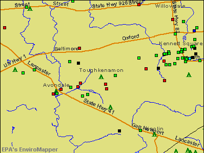Toughkenamon, Pennsylvania environmental map by EPA