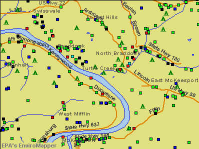 Turtle Creek, Pennsylvania environmental map by EPA