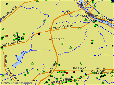 Woodside, Pennsylvania environmental map by EPA