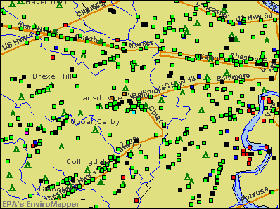 Yeadon, Pennsylvania environmental map by EPA