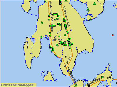 Bristol, Rhode Island environmental map by EPA