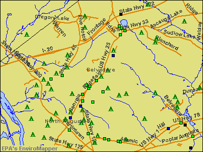 Belvedere, South Carolina environmental map by EPA