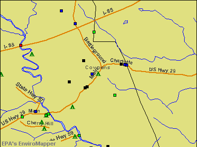 Cowpens, South Carolina environmental map by EPA