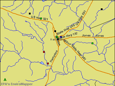 Kershaw, South Carolina environmental map by EPA
