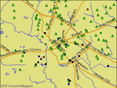 Orangeburg, South Carolina environmental map by EPA