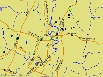 Piedmont, South Carolina environmental map by EPA