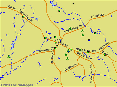 York, South Carolina environmental map by EPA