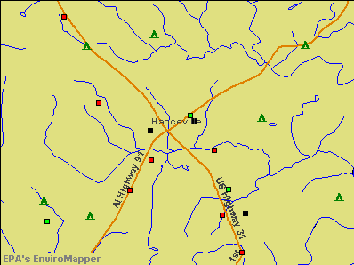 Hanceville, Alabama environmental map by EPA