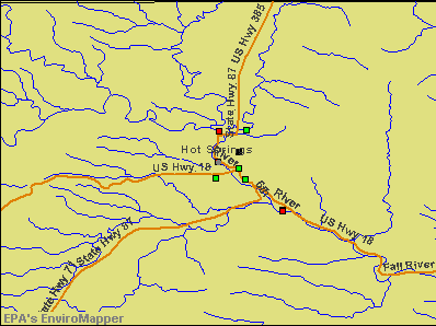 Hot Springs, South Dakota environmental map by EPA