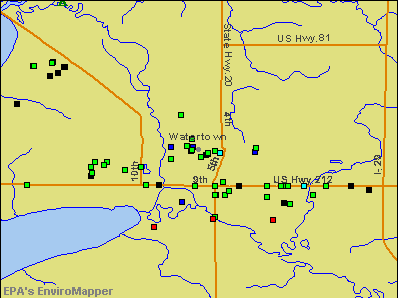 Watertown, South Dakota environmental map by EPA