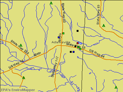 Adamsville, Tennessee environmental map by EPA