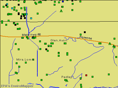 Glen Avon, California environmental map by EPA