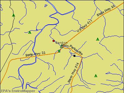 Benton, Tennessee environmental map by EPA