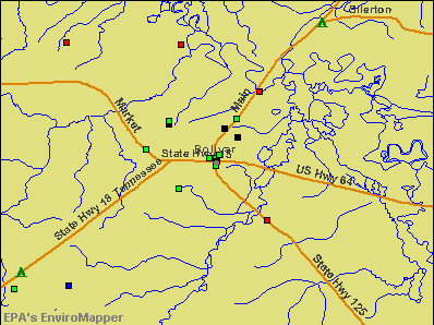 Bolivar, Tennessee environmental map by EPA