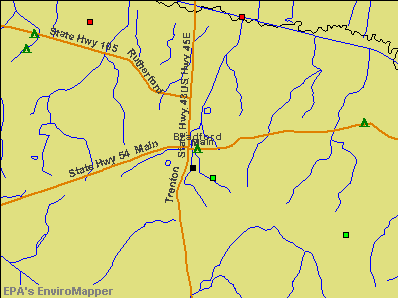 Bradford, Tennessee environmental map by EPA