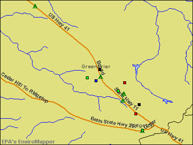 Greenbrier, Tennessee environmental map by EPA