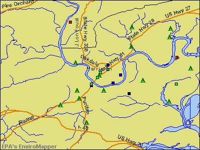 Harriman, Tennessee environmental map by EPA