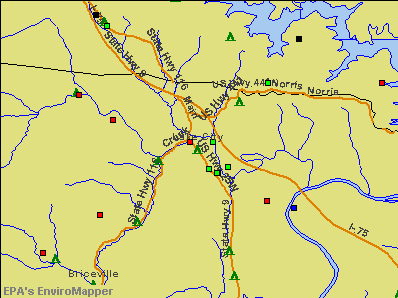 Lake City, Tennessee environmental map by EPA